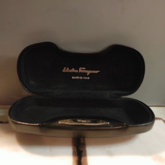 Salvatore Ferragamo Black w/Silver Eyeglasses Case Hard Clamshell Sunglass Case - Picture 7 of 7